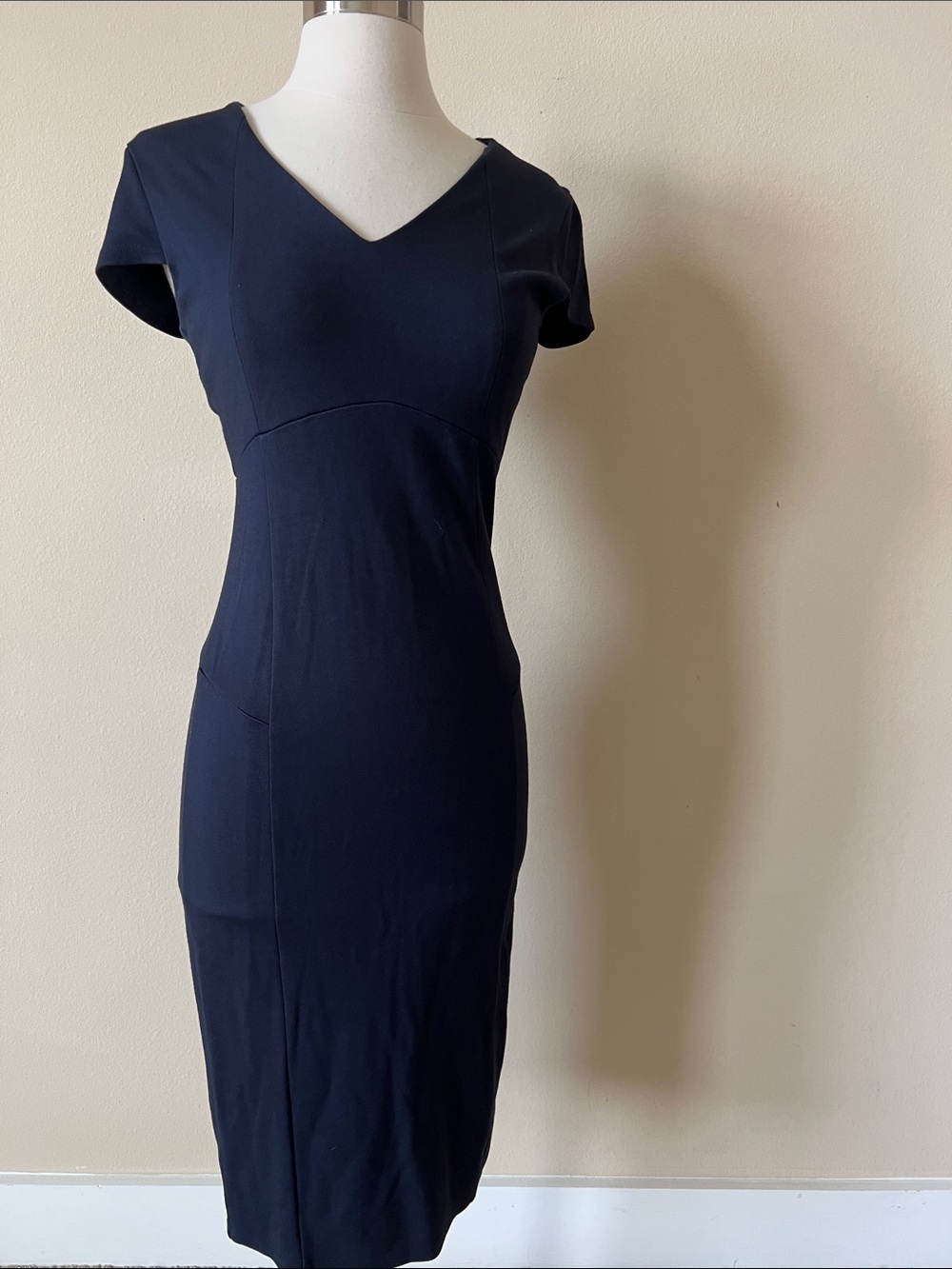 Felicity & Coco Navy V-Neck Midi Sheath Dress